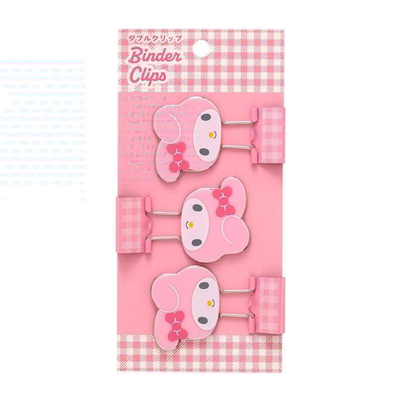My Melody Gingham Binder Clips (Set of 3)